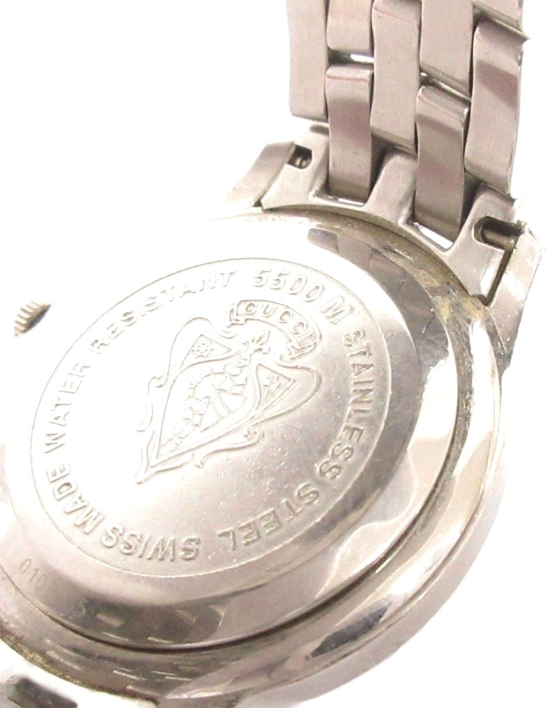 Gucci 5500M Quartz Analog Date Watch Silver Dial Stainless Steel Swiss Made Used