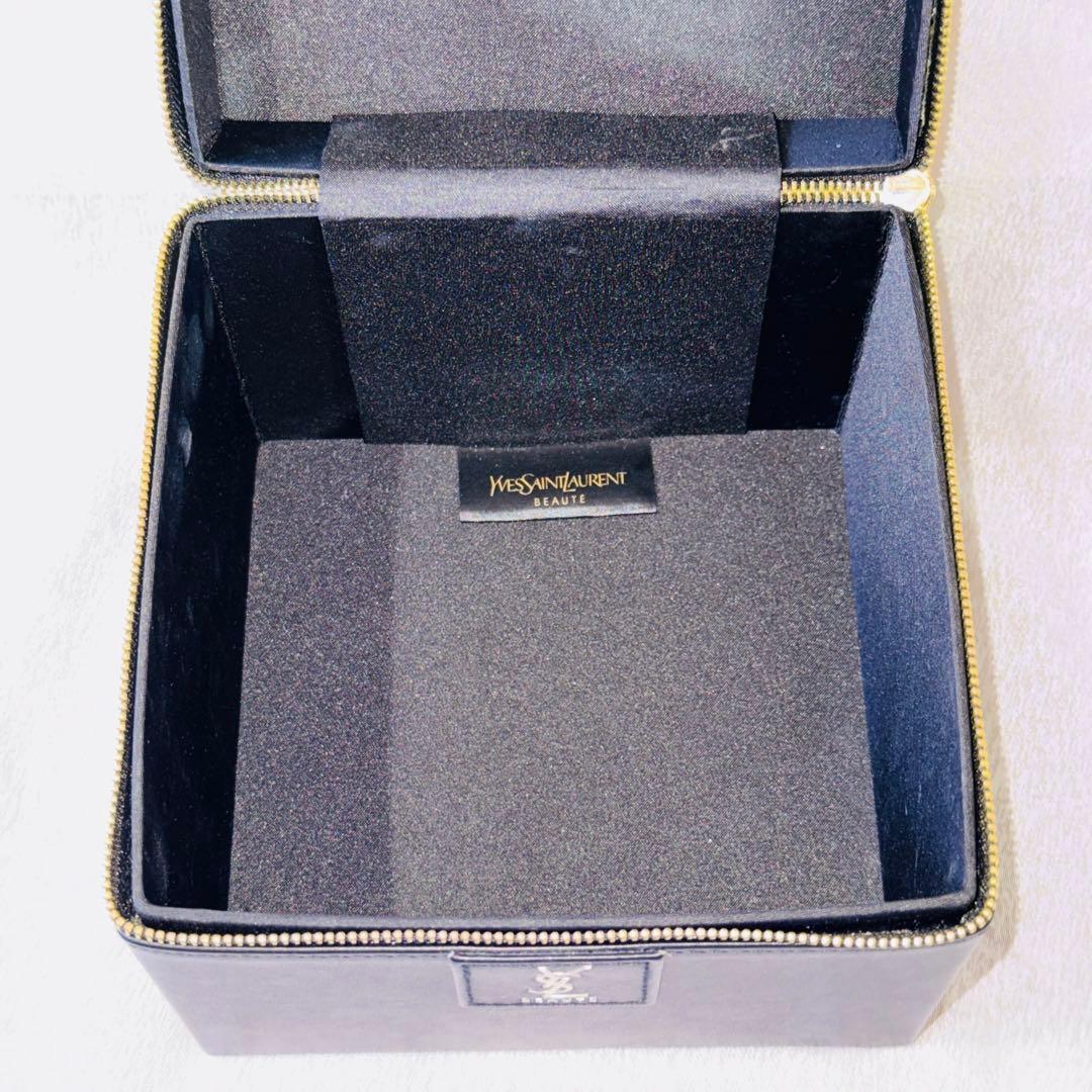 Yves Saint Laurent YSL Beaute Black Gold Tone Vanity Pouch Cosmetic Pouch
