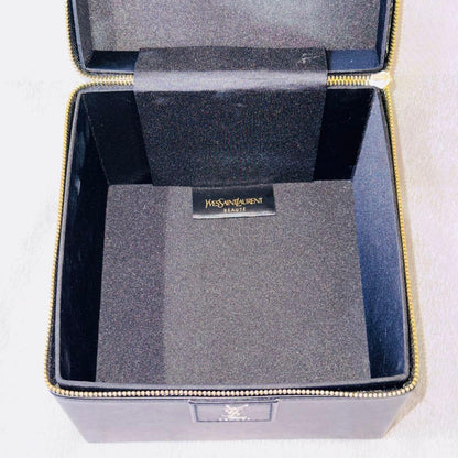 Yves Saint Laurent YSL Beaute Black Gold Tone Vanity Pouch Cosmetic Pouch