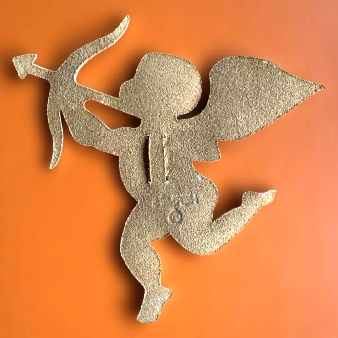 HERMES Cupid Charm Leather Cut-Out Motif Gold Color Angel Bow Arrow Accessory
