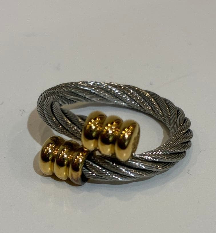 Philippe Charriol Stainless Steel Celtic Wire Ring Cable Size 49-52.5 US 5-6.25