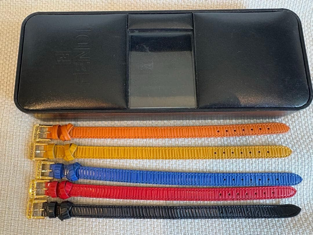 FENDI Chameleon Watch Band Set 5 Straps Orange Yellow Blue Red Black Gold Buckle