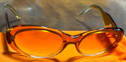 SPY Sunglasses Oval Frame Orange Lens Clear Acetate Unisex Italy Y2K VTG Used