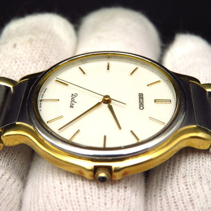 SEIKO Dolce 5E31-6A30 Quartz Watch Two-Tone Gold Silver Round 33mm Used