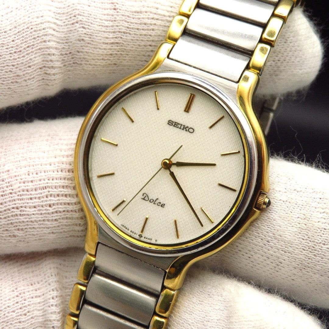 SEIKO Dolce 5E31-6A30 Quartz Watch Two-Tone Gold Silver Round 33mm Used