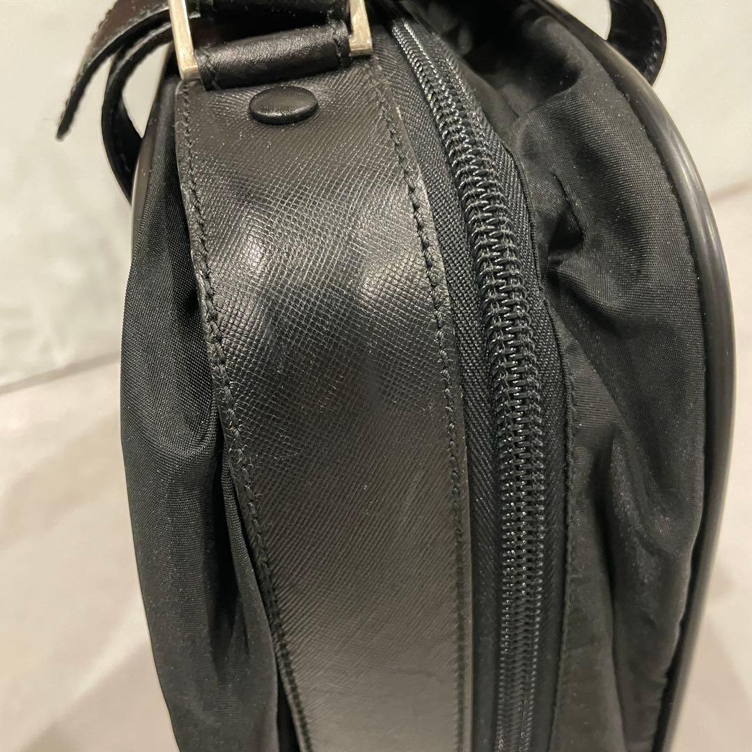 PRADA Nylon Saffiano Briefcase Business Bag Black Triangle Logo 2way Shoulder