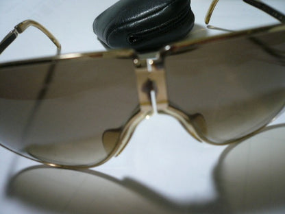 PORSCHE DESIGN Sunglasses Folding Aviator Gold Frame Brown Gradient Lens Vintage