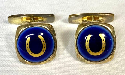 Georg Jensen x Royal Copenhagen Cufflinks Silver 925 Porcelain Horseshoe Denmark