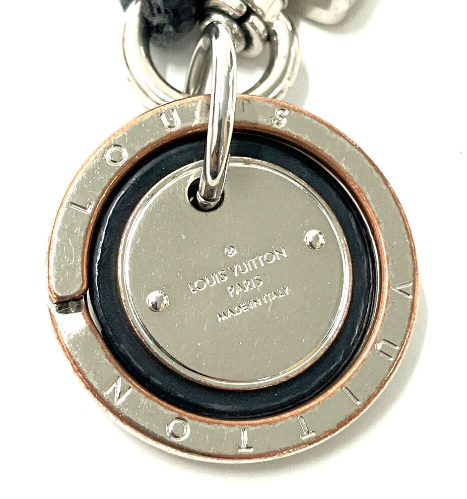 Louis Vuitton M67224 Damier Graphite Key Holder Rope Keychain Silver Italy Used