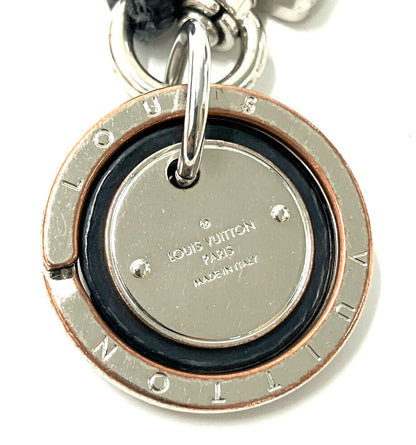 Louis Vuitton M67224 Damier Graphite Key Holder Rope Keychain Silver Italy Used