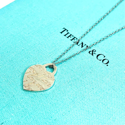 Tiffany & Co Notes Heart Tag Pendant Top Necklace Silver 925 Used I Love You