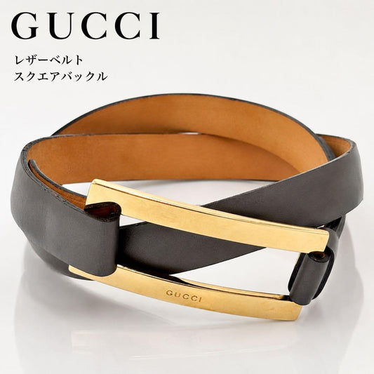 Vintage Rare GUCCI Gray Leather Gold Tone Buckle Belt 74cm 29.1in Tom Ford Era