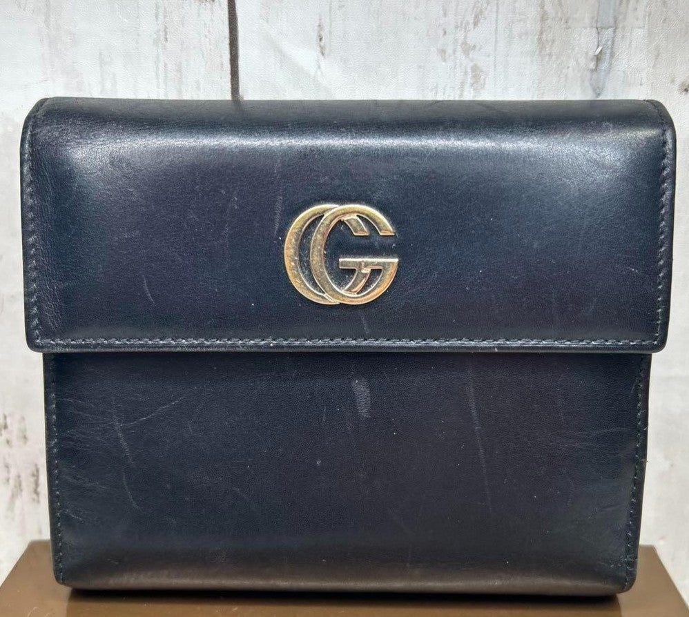 Gucci Interlocking G Black Leather Notebook Cover Case Used