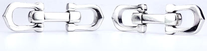 Cartier Long C Shape Decor Cufflinks Silver 925 Authentic Men Japan Used Cuffs