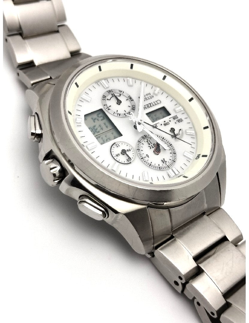 Citizen Attesa ATV53-3021 Eco-Drive Radio Solar Digi-Ana White Titanium Watch