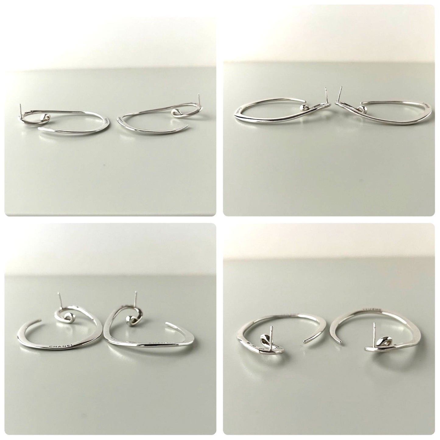 CHANEL Vintage Large Hoop Earrings Silver 925 Sterling Silver Rare Authentic