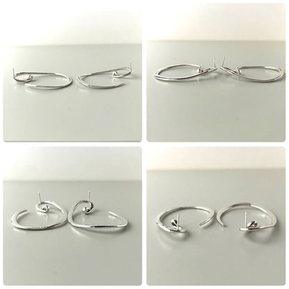 CHANEL Vintage Large Hoop Earrings Silver 925 Sterling Silver Rare Authentic