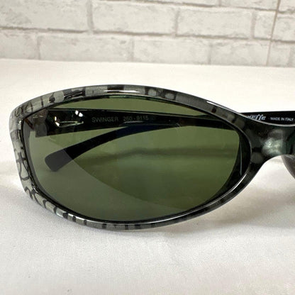 Arnette Swinger 250-9115 Sunglasses Black Marble Frame Green Lens Made in Italy