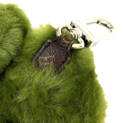 Louis Vuitton LV Lucky Trefoil Fur Bag Charm Key Ring Green Auth France Used