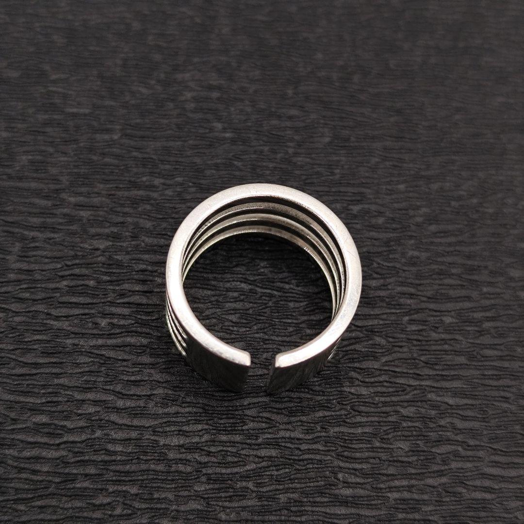 Gucci Silver 925 4 Band Stripe Cutout Ring Size 50 US 5.5