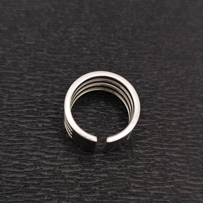 Gucci Silver 925 4 Band Stripe Cutout Ring Size 50 US 5.5