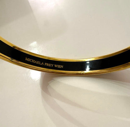Michaela Frey Wien Vintage Enamel Bangle Bracelet Gold Egyptian Motif Austria